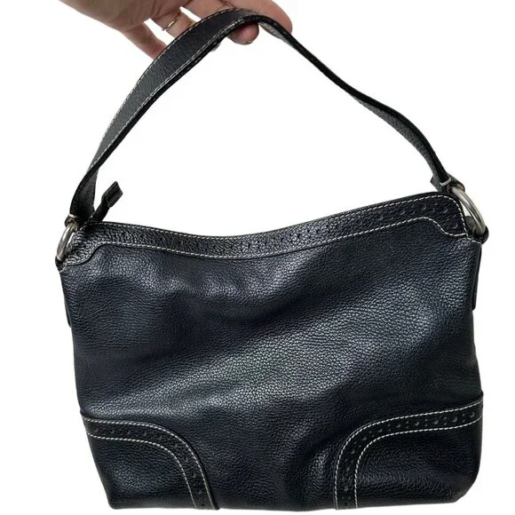 Dooney & Bourke Vintage Black Pebbled Leather Shoulder Bag Handbag with Tassel - Picture 2 of 4